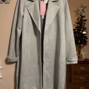 Women's Gray Faux Suede Coat